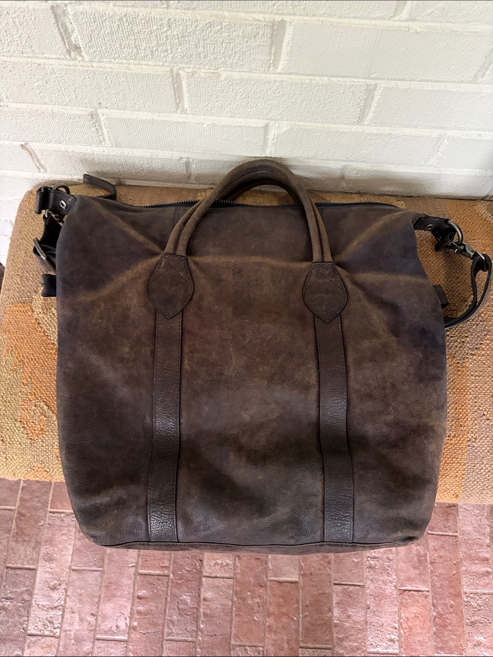 Frye oversized, leather tote with long strap